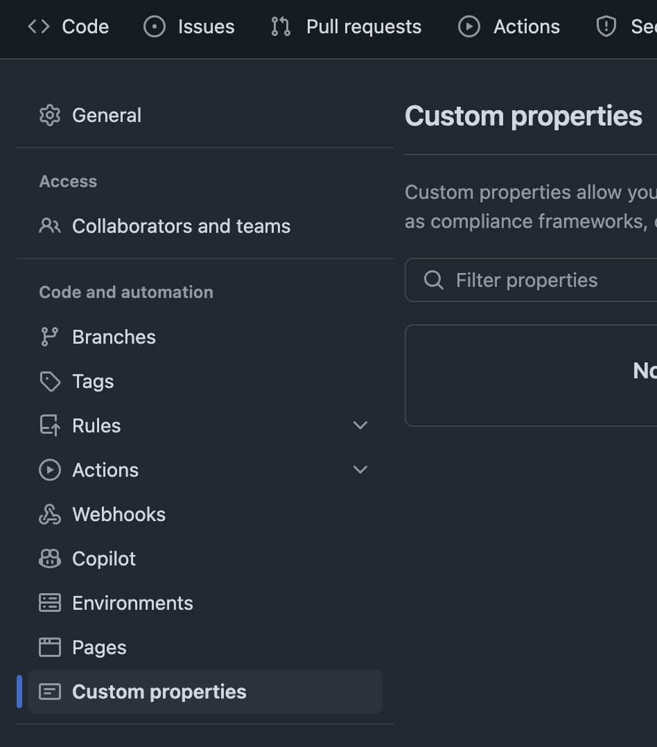 screenshot of settings page